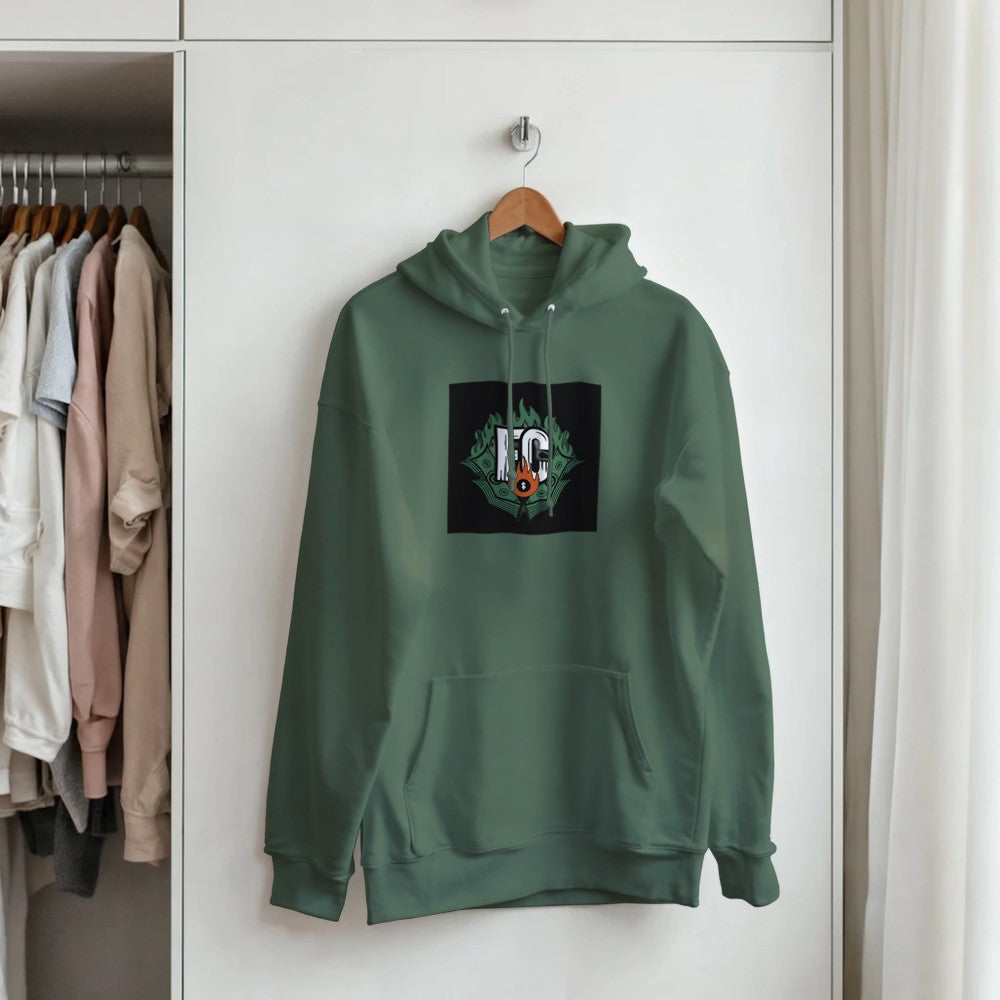 an image of a Fuck Carney Logo Pullover Hoodie hanging in a closet