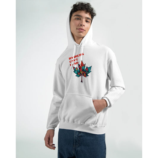 Bankers Can't Lead / White Pullover Hoodie | Fuck Carney 